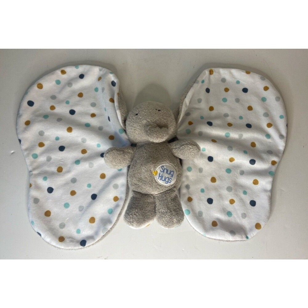 Kids Preferred Snug Hugs Elephant Plush Gray Polka Dots Big Ears Baby Lovey 8”